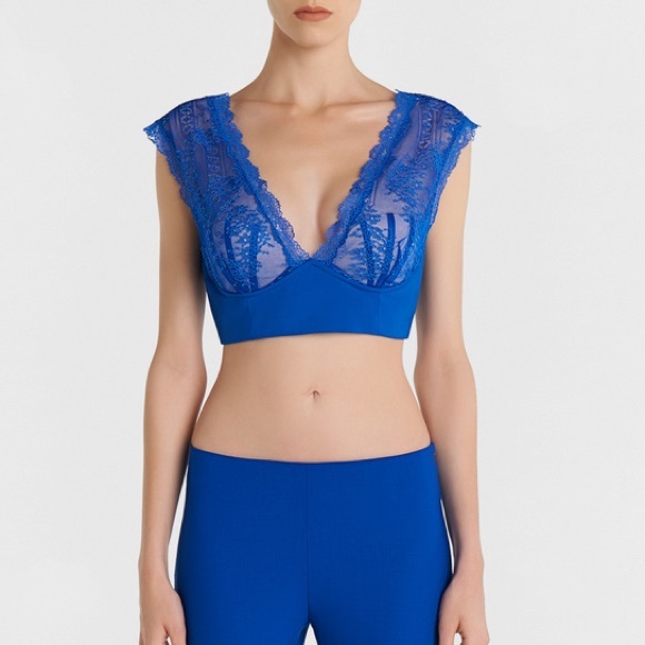 La Perla Other - La Perla Hot blue longline Leavers lace bralet